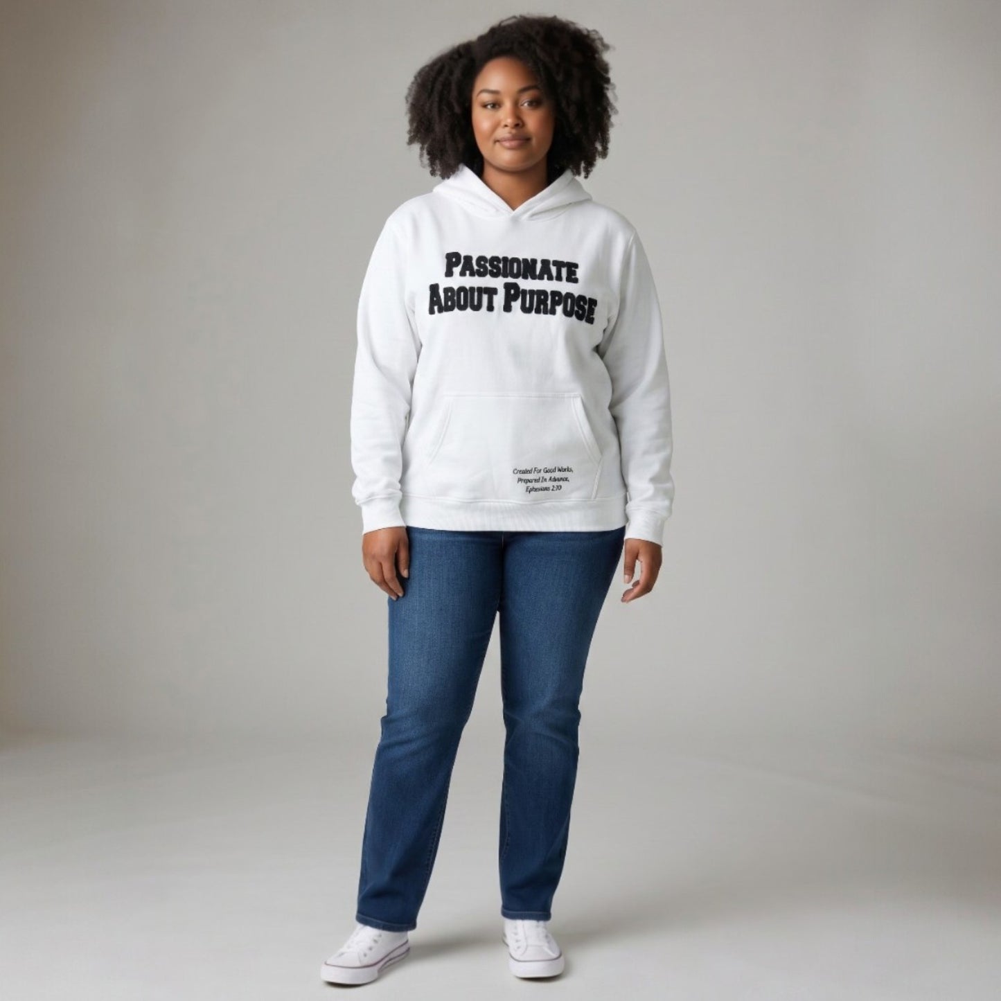 Passionate About Purpose Varsity Hoodie-White